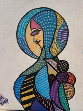 Handmade Colorful Abstract Woman Canvas Art